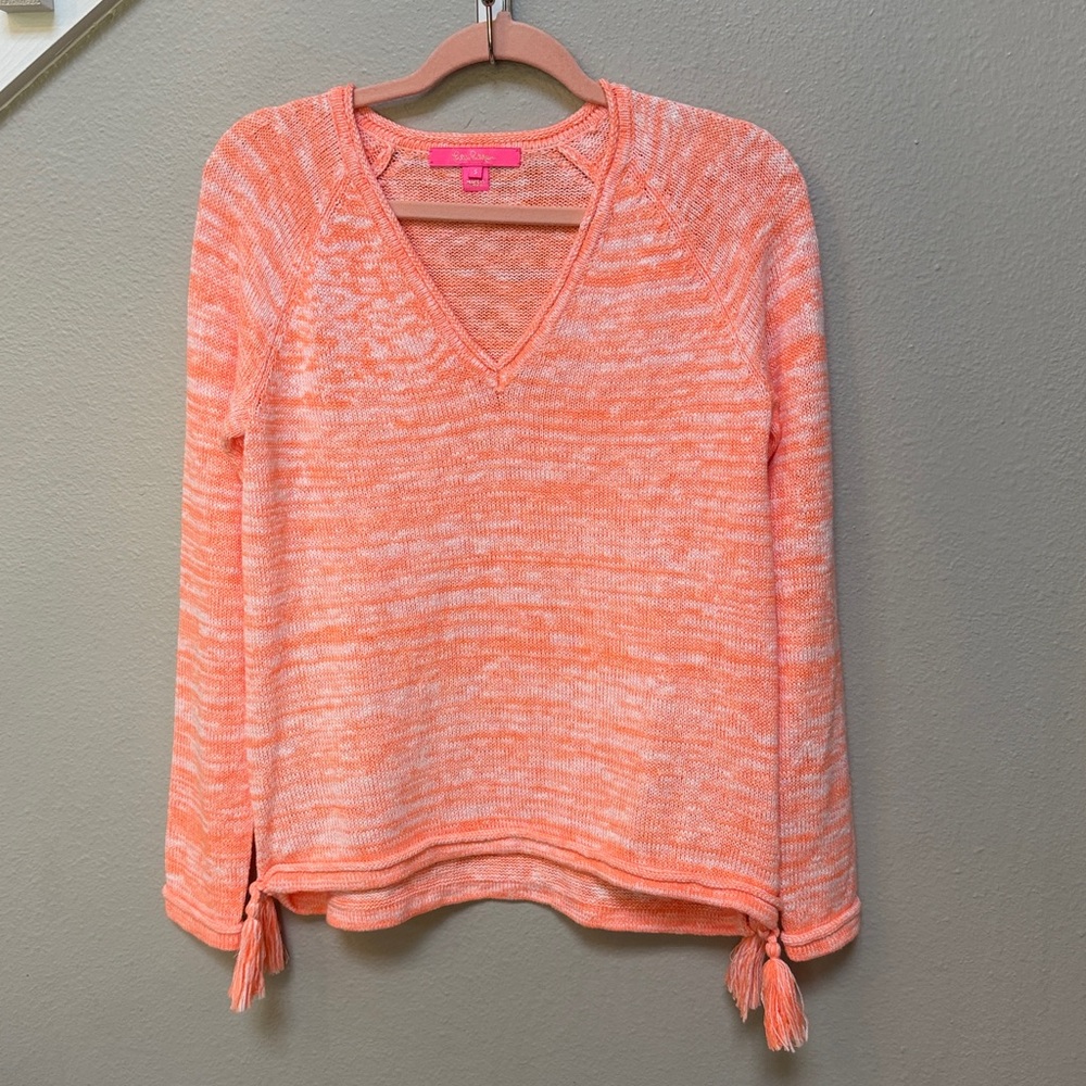 Lilly Pulitzer Cody V Neck Sweater in Cantaloupe Marl Size Small